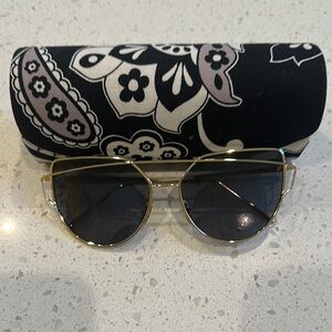 Gold Frame Sunglasses with Black Lenses
